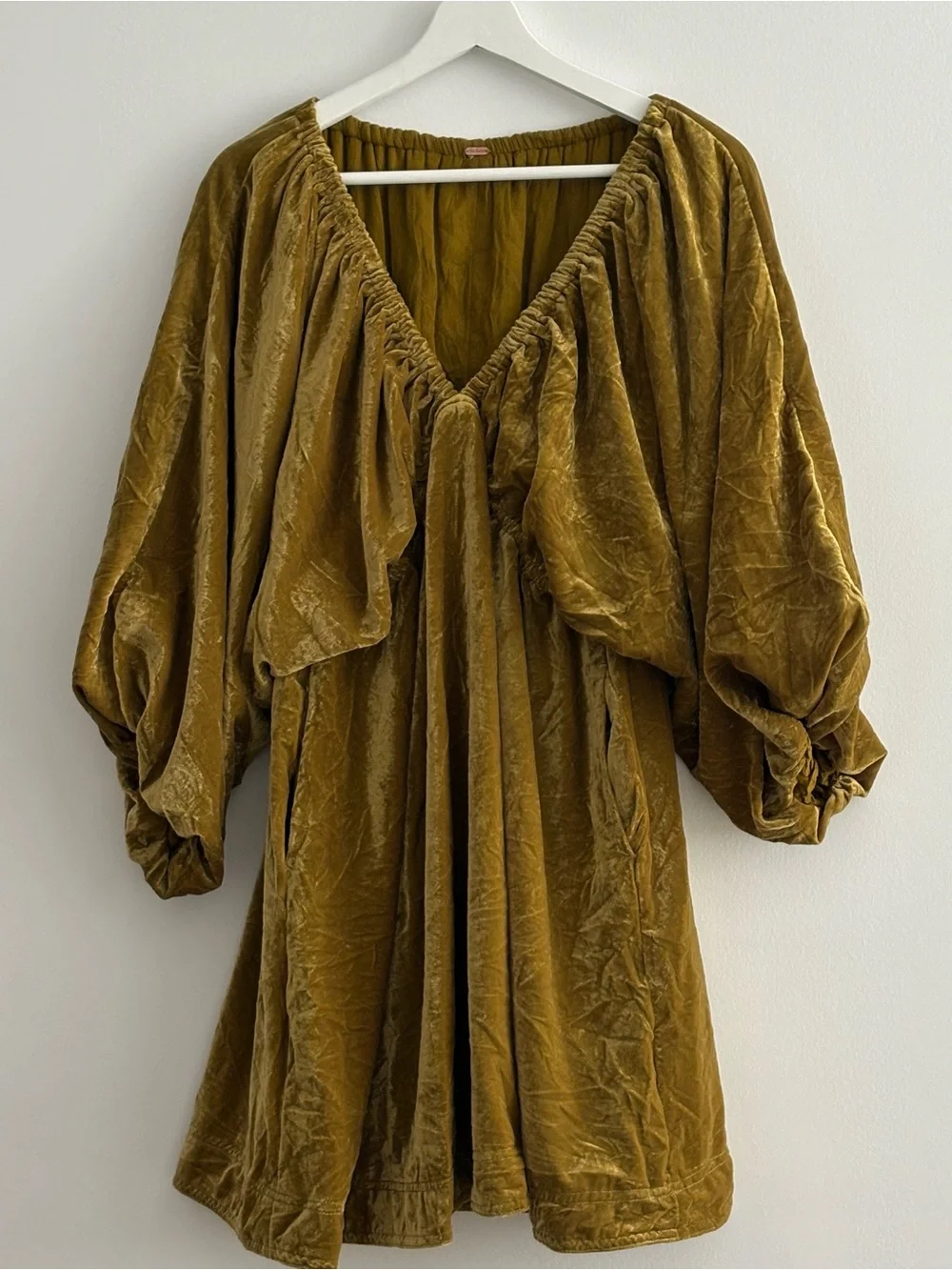 Free People Olive Velvet Mini Dress